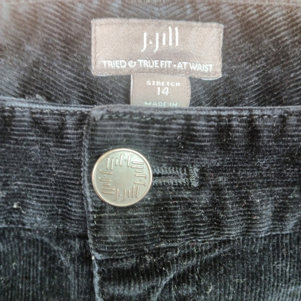 J. Jill Black Corduroy Pants Tried & True Fit At Waist Stretch Straight Leg 14‎